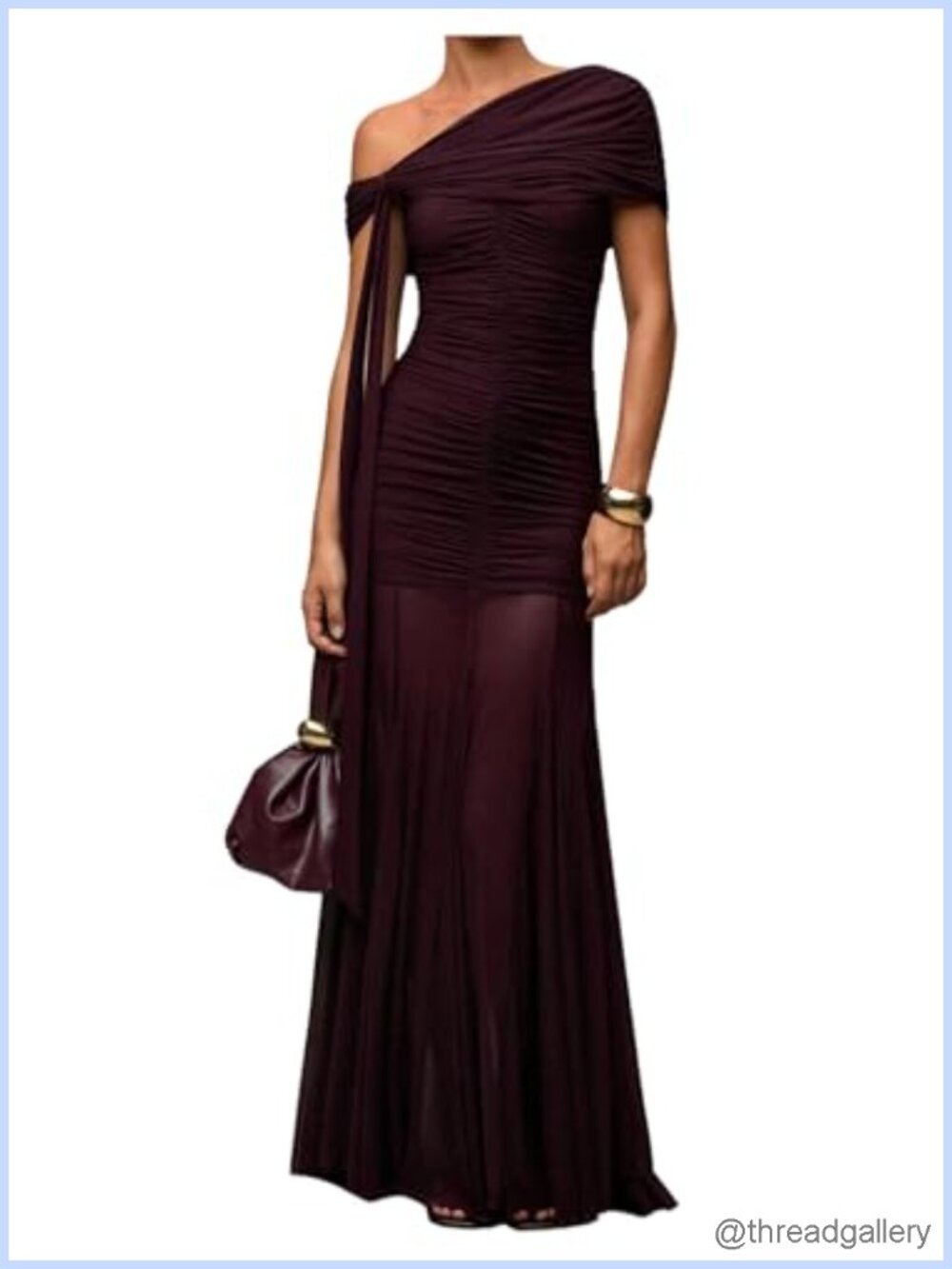 Off Shoulder Ruched Mesh Formal Maxi Dress Cap Sleeve A-Line